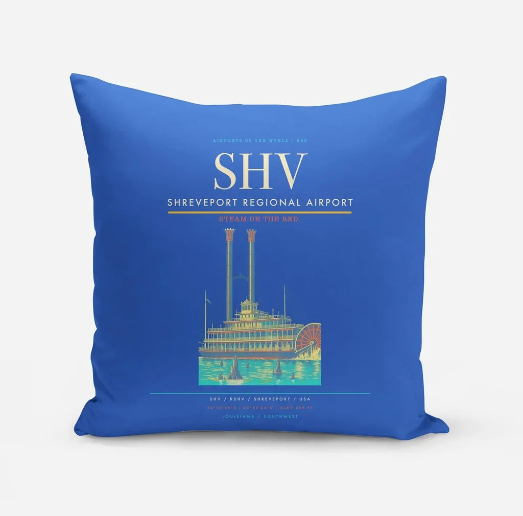 Shreveport Regional Airport (SHV) design on blue pillow
