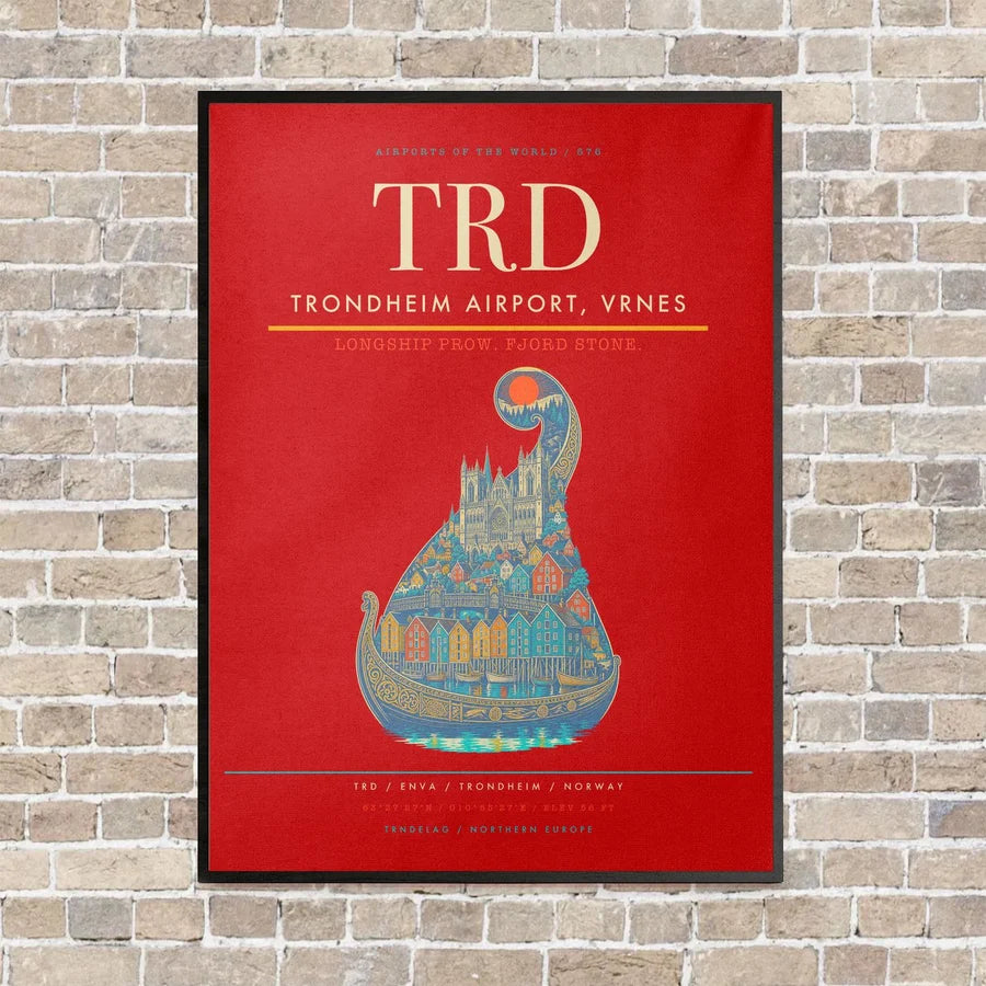 Trondheim Airport, Vrnes TRD - Canvas Framed - Red