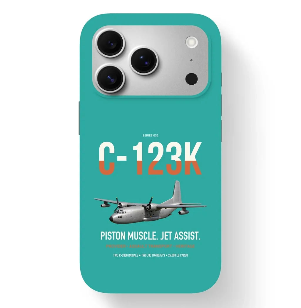 C-123K Provider design on turquoise magsafe iphone case, for iPhone 17 Pro