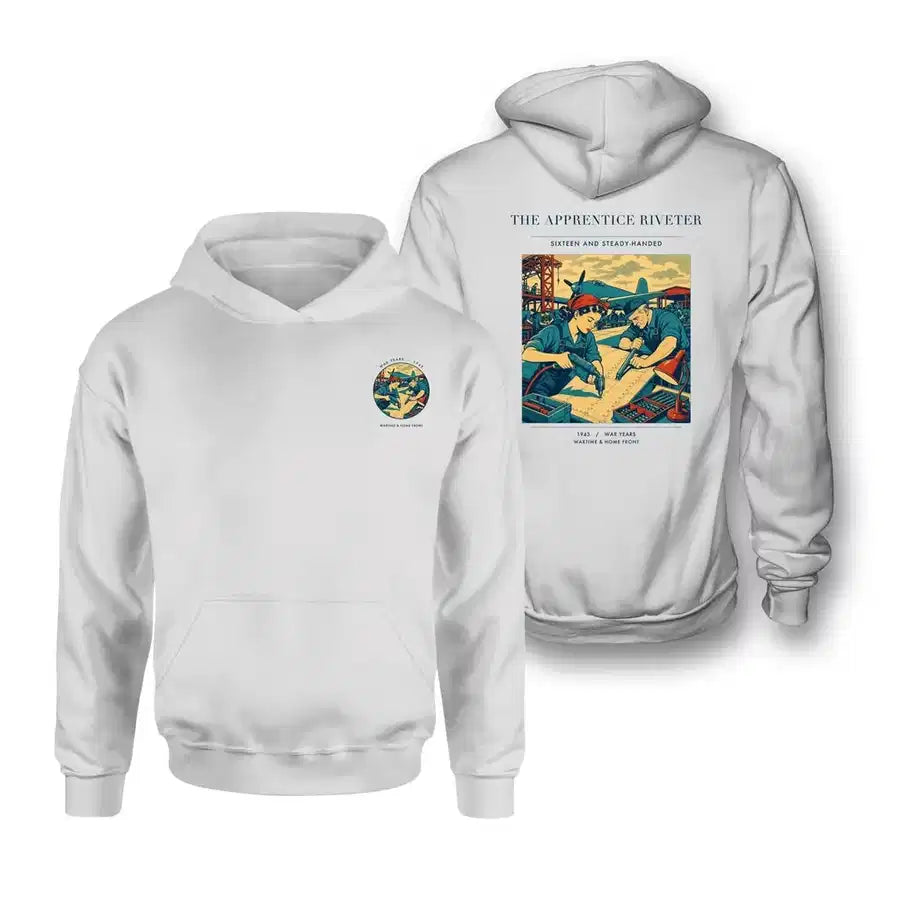 VINTAGE G4530 - The Apprentice Riveter - Double-Side Hoodie design on white double side