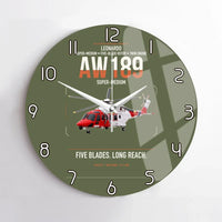 Thumbnail for Leonardo AW189 design on green army no frame wall clock