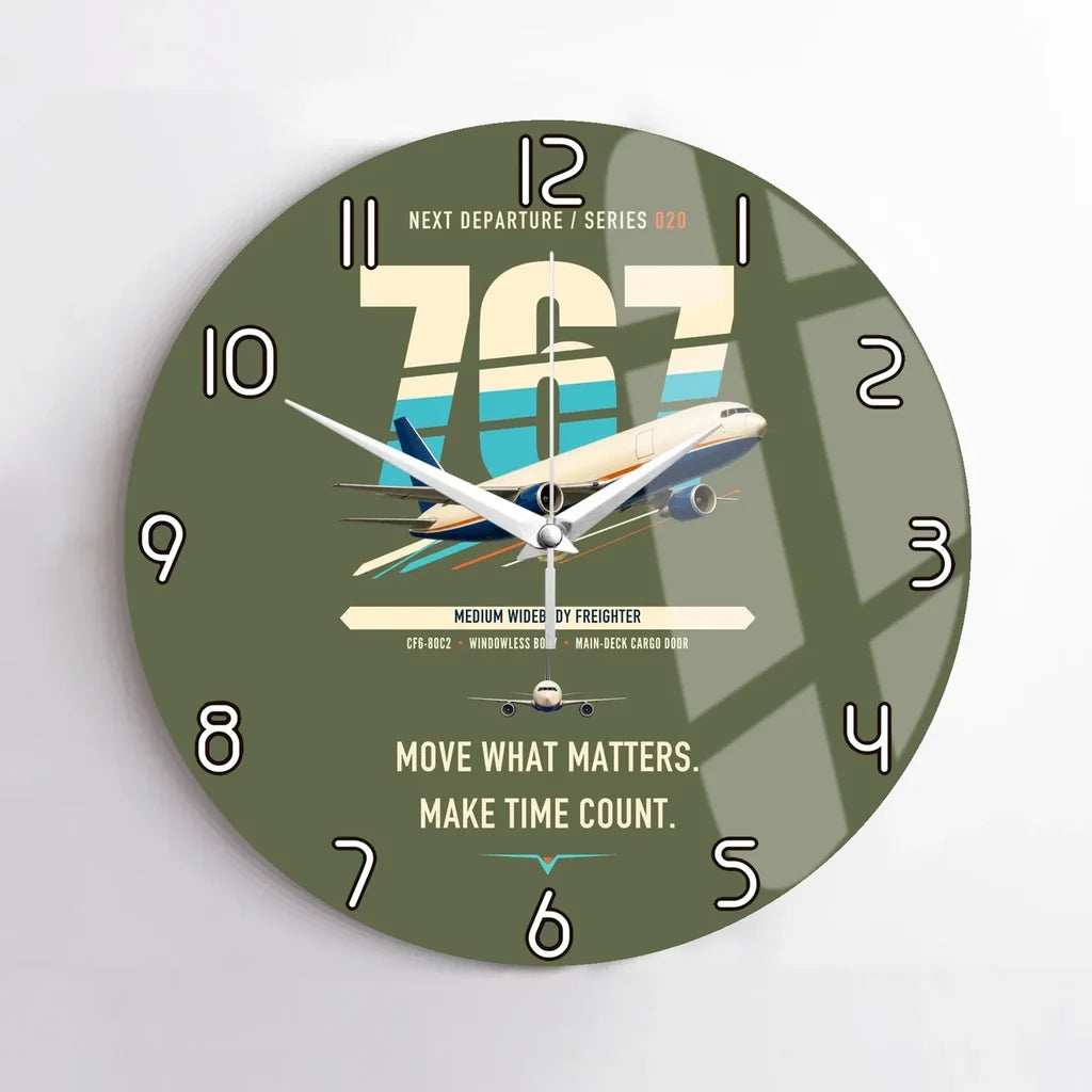 Boeing 767-300F design on green army no frame wall clock