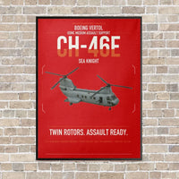 Thumbnail for Boeing Vertol CH-46E Sea Knight vertical canvas print - framed - red background