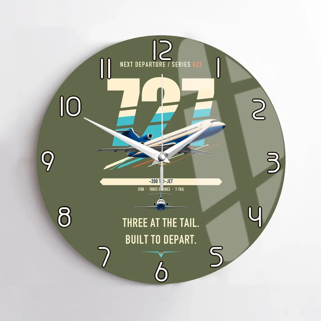 Boeing 727-200 design on green army no frame wall clock