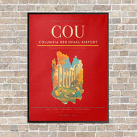 Thumbnail for Columbia Regional Airport COU vertical canvas print - framed - red background