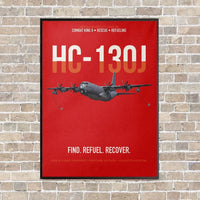 Thumbnail for HC-130J COMBAT KING II vertical canvas print - framed - red background