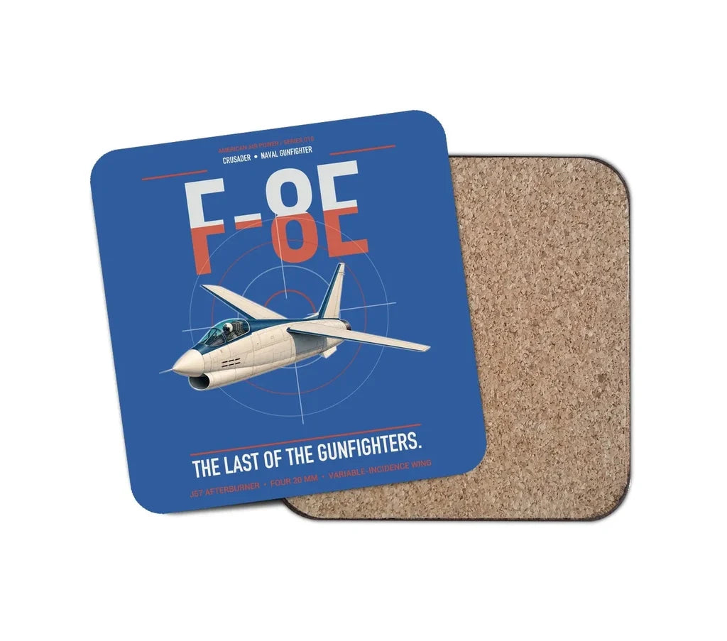 F-8E Crusader design on blue 1 piece coaster