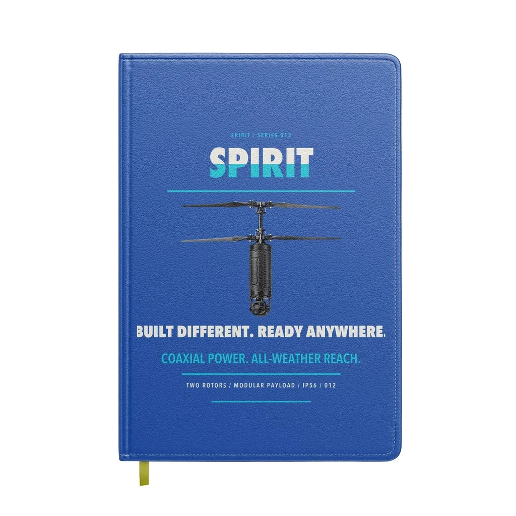 Ascent AeroSystems Spirit design on blue notebook