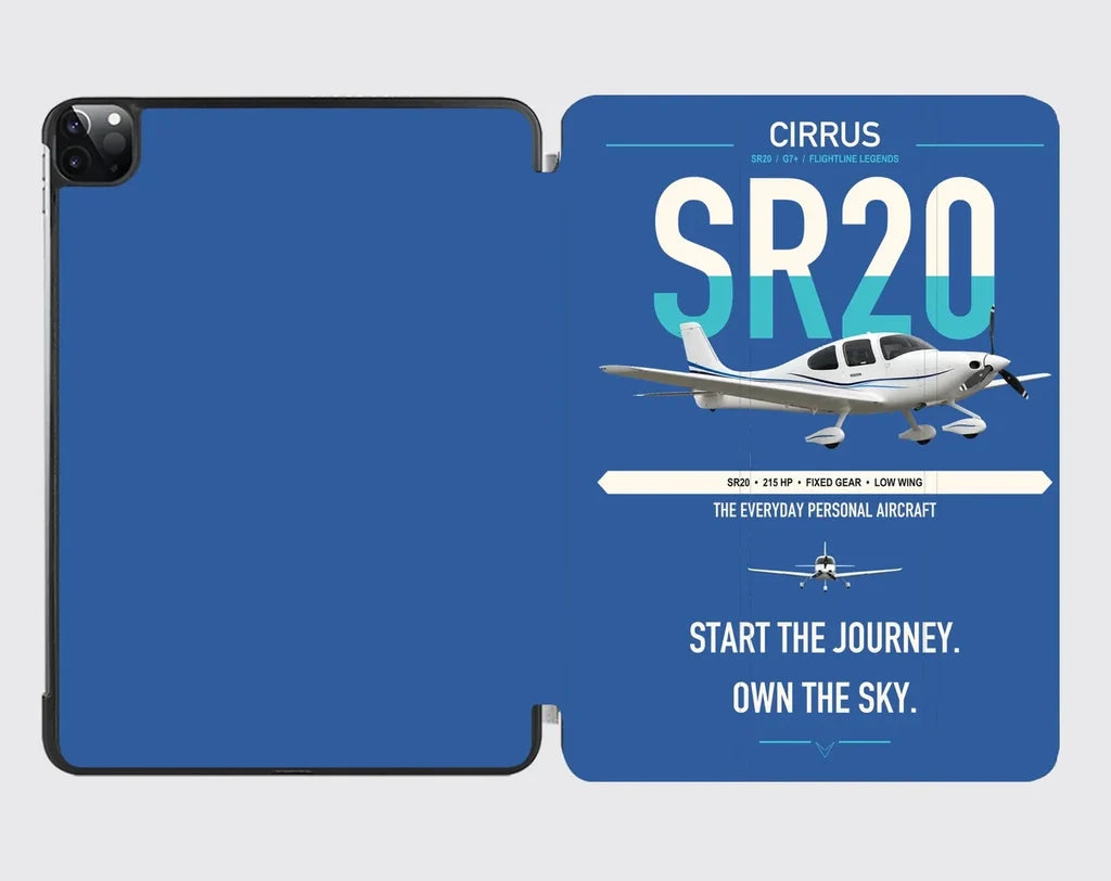 Cirrus SR20 design on blue ipad tablet case