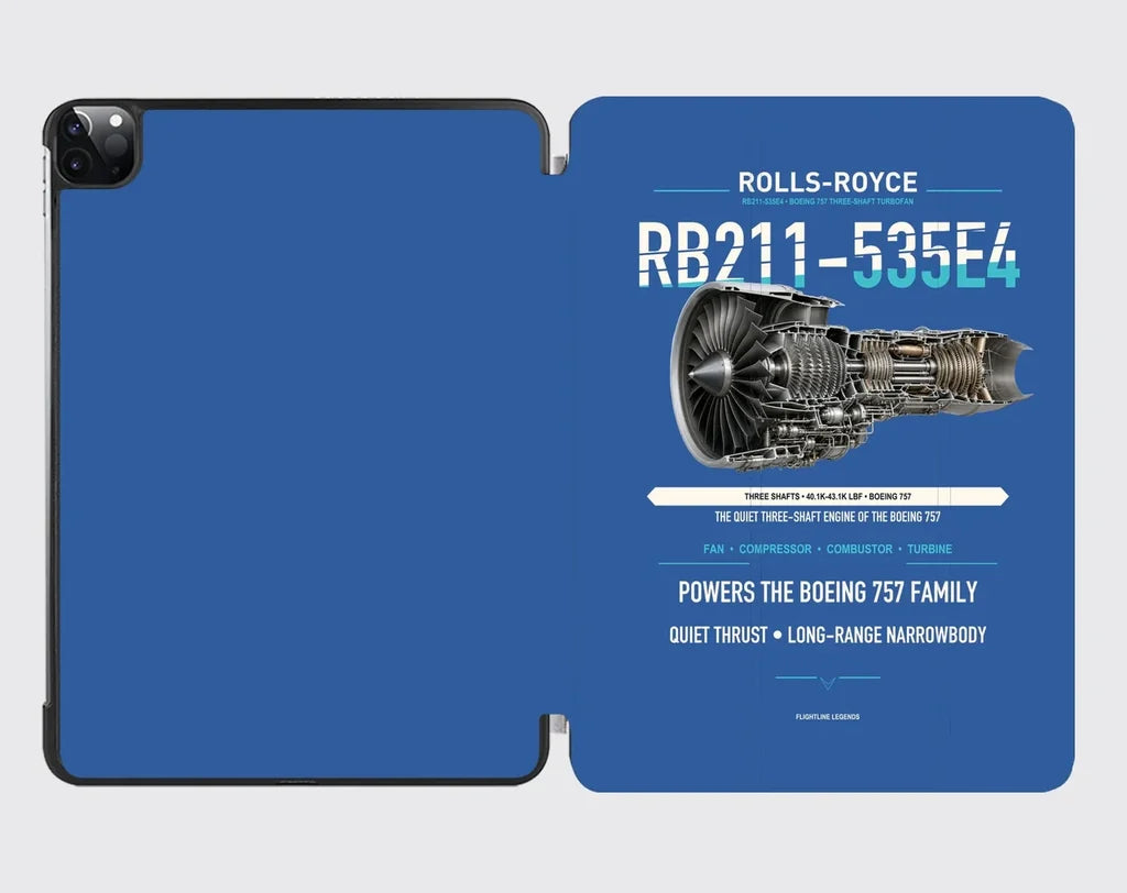 RB211-535E4 design on blue ipad tablet case