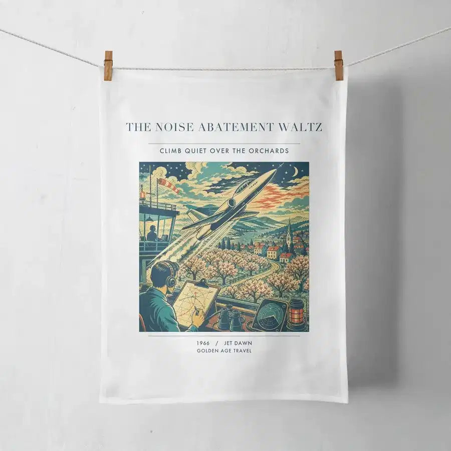 VINTAGE G4463 - The Noise Abatement Waltz - Designed Towels design on white