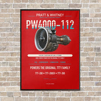 Thumbnail for PW4000-112 vertical canvas print - framed - red background