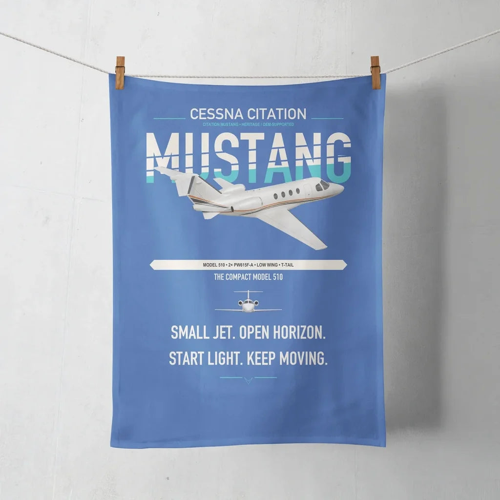 Cessna Citation Mustang design on blue towel