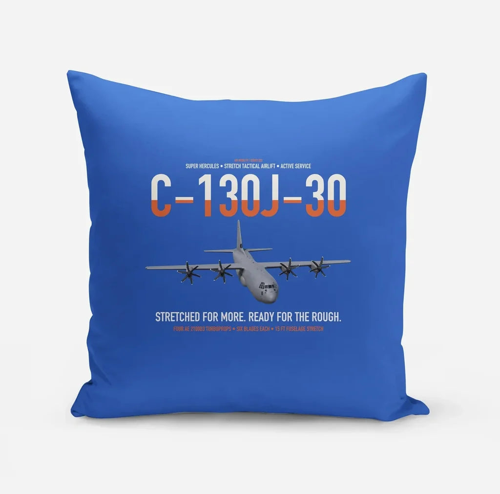 C-130J-30 Super Hercules design on blue pillow