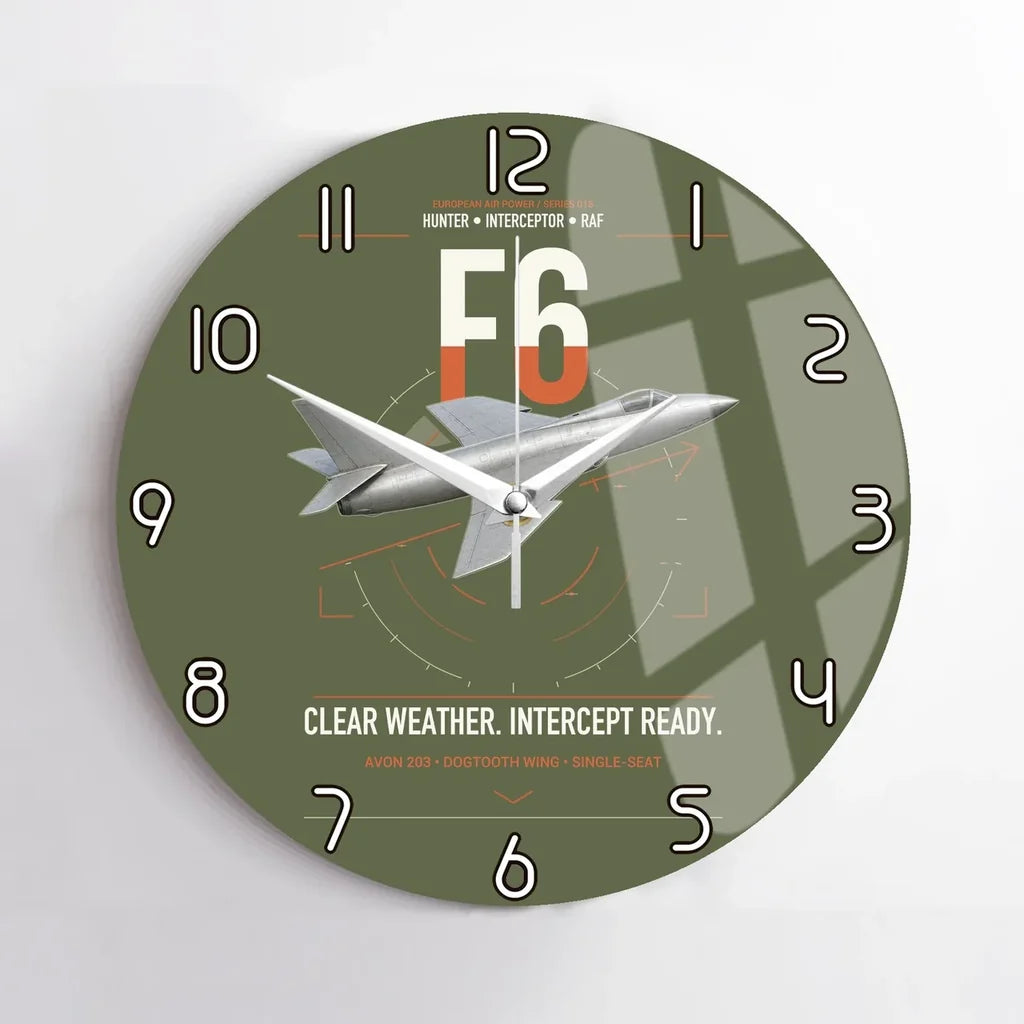 Hawker Hunter F6 design on green army no frame wall clock