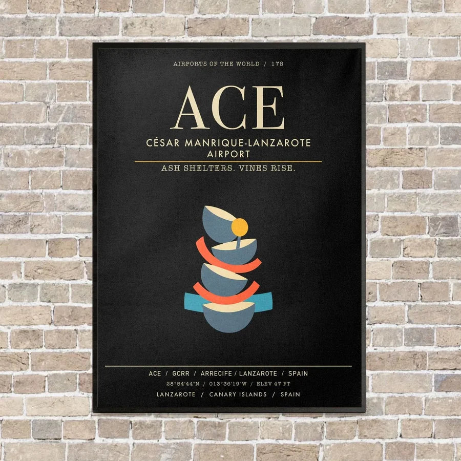 Cesar Manrique-Lanzarote Airport ACE - Canvas Framed - Black