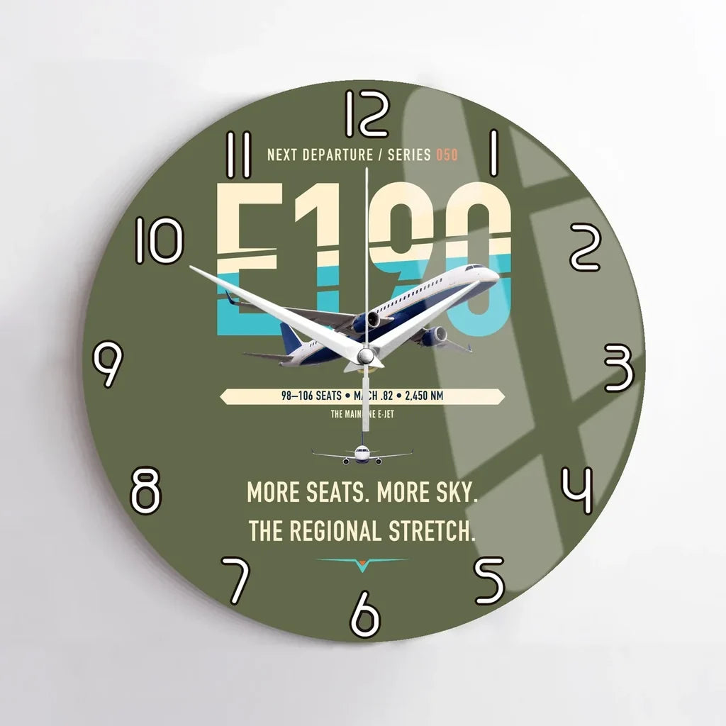 Embraer E190 design on green army no frame wall clock