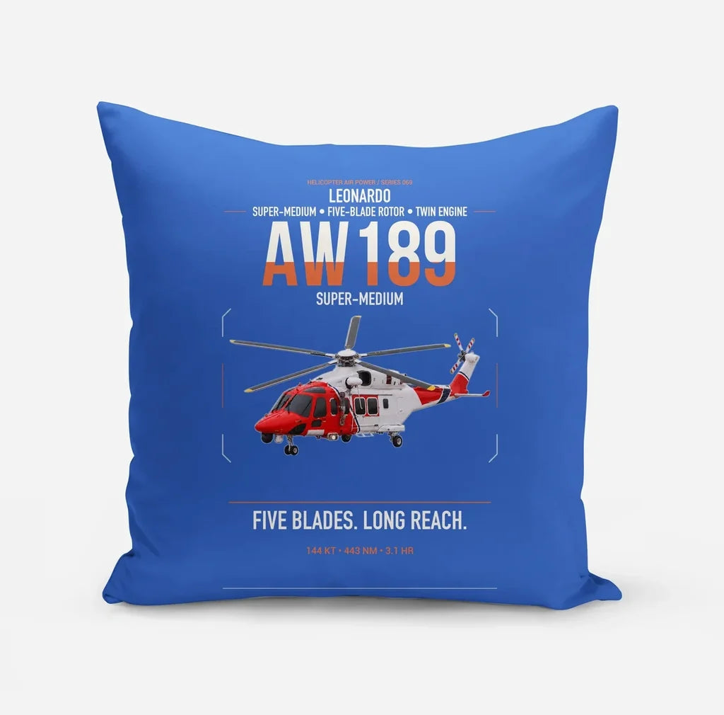 Leonardo AW189 design on blue pillow