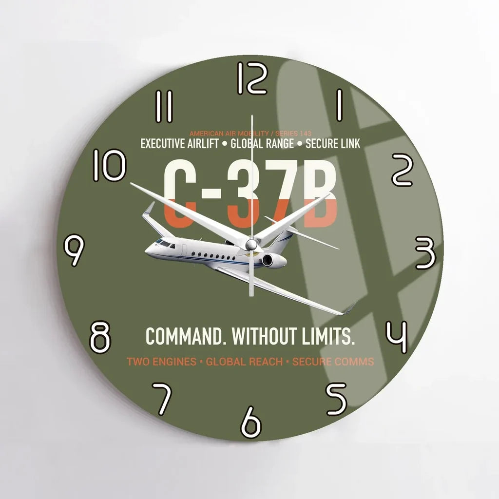 C-37B Global Command Link design on green army no frame wall clock