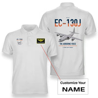 Thumbnail for EC-130J Commando Solo III design on white+name double-side polo t-shirt, double-side print