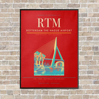 Thumbnail for Rotterdam The Hague Airport RTM vertical canvas print - framed - red background