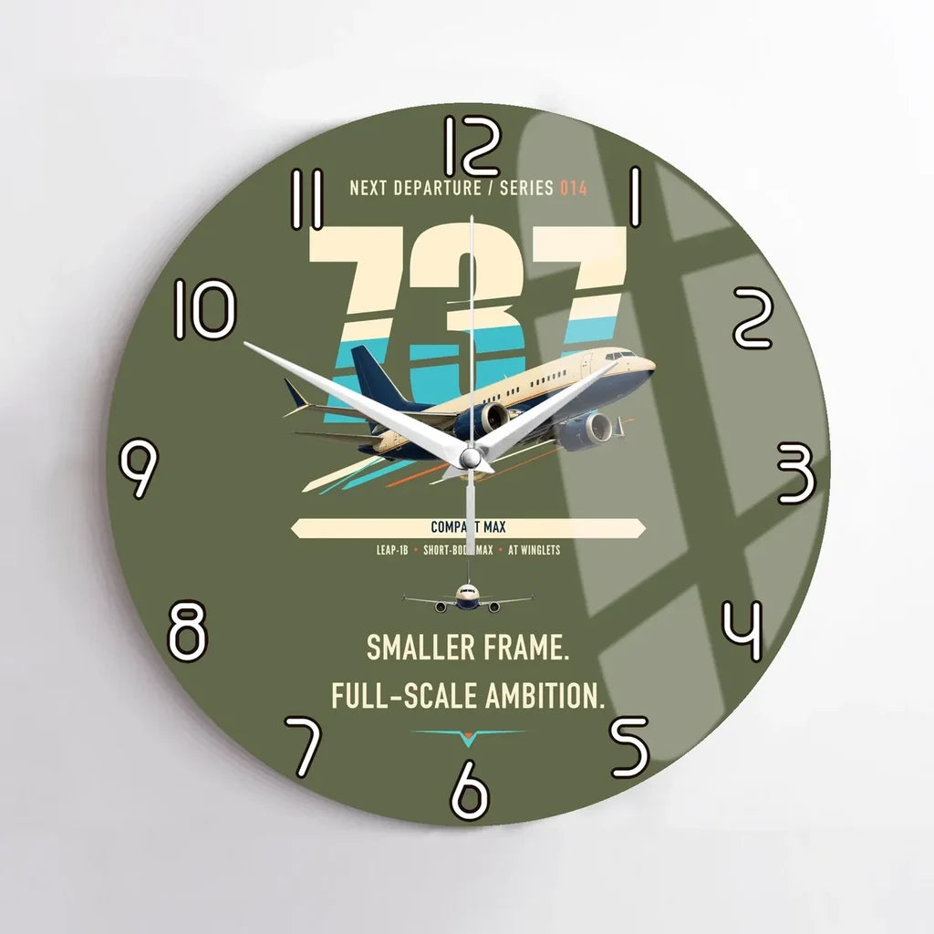 Boeing 737 MAX 7 design on green army no frame wall clock
