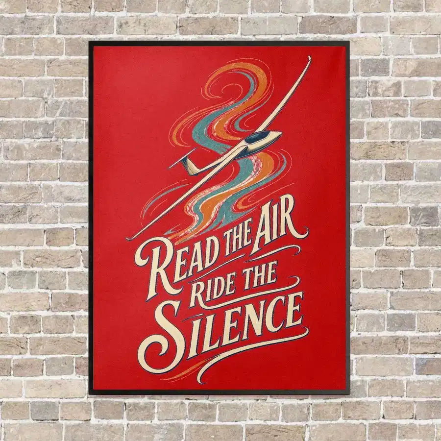 Read The Air Ride The Silence vertical canvas print - framed - red background