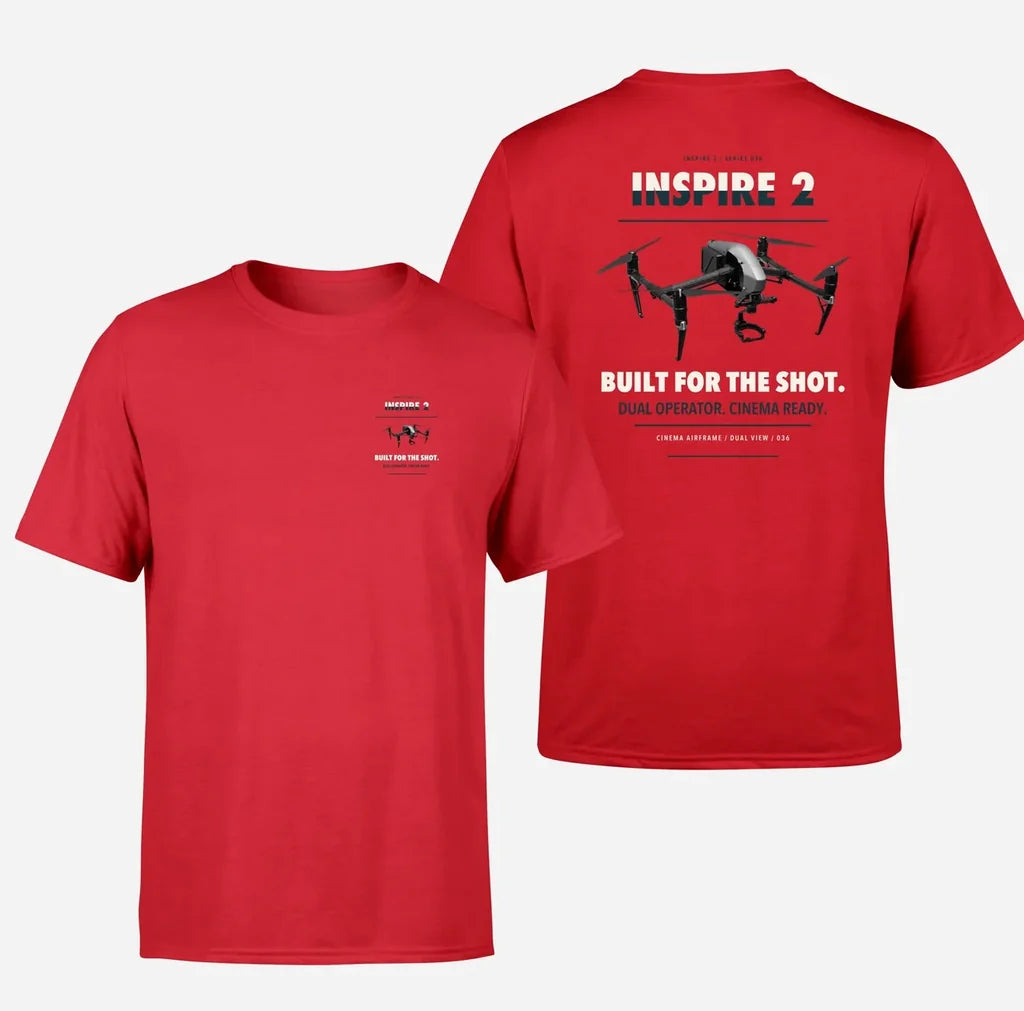 DJI Inspire 2 design on red t shirt