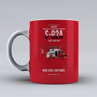 Thumbnail for Sikorsky S-92A design on red ceramic mug, double-side print