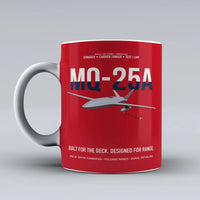 Thumbnail for MQ-25A STINGRAY design on red ceramic mug, double-side print