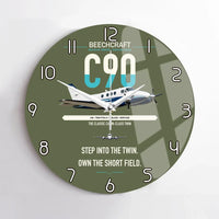 Thumbnail for Beechcraft King Air C90 design on green army no frame wall clock