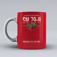 Thumbnail for Savoia-Marchetti SM.79-II Sparviero design on red ceramic mug, double-side print