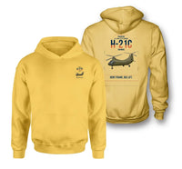 Thumbnail for Piasecki H-21C Shawnee design on yellow double-side hoodie, double-side print