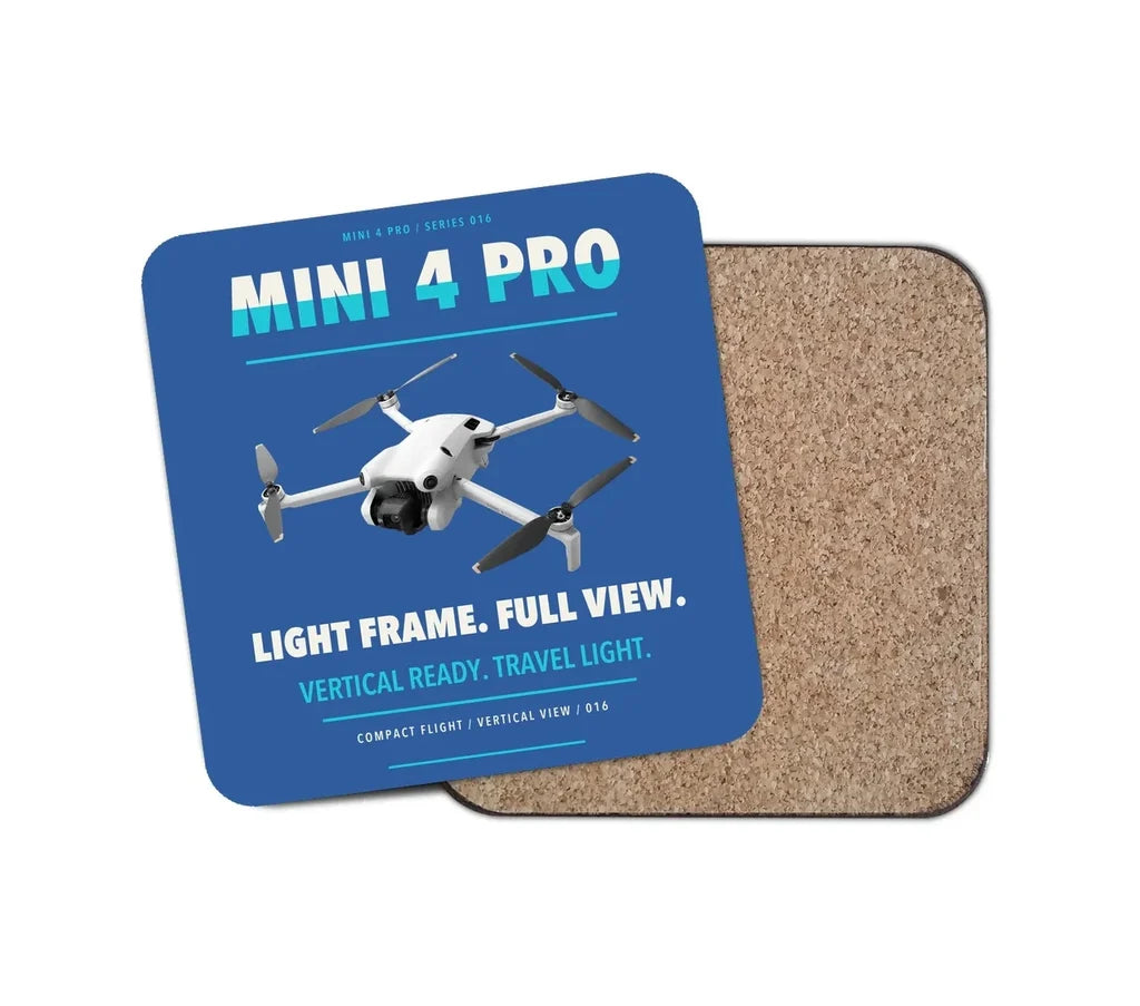 DJI Mini 4 Pro design on blue 1 piece coaster