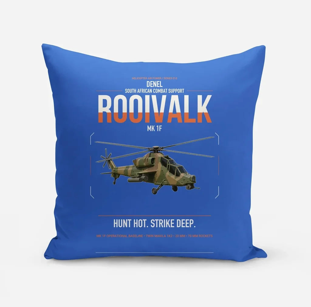 Denel Rooivalk Mk 1F design on blue pillow