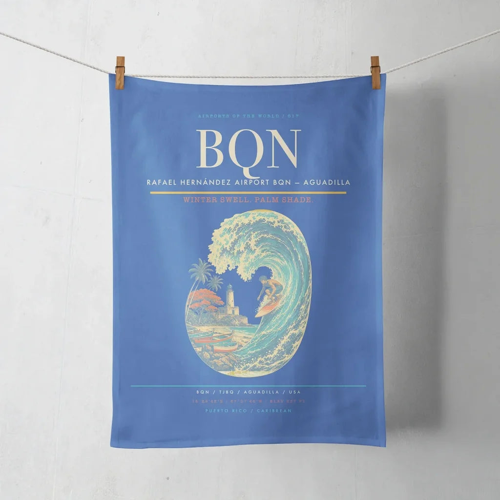 Rafael Hernández Airport (BQN) design on blue towel
