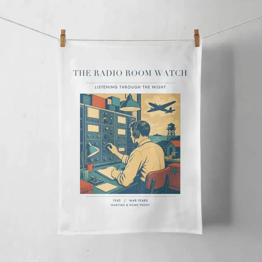 VINTAGE G4514 - The Radio Room Watch - Designed Towels design on white
