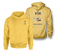 Thumbnail for Airbus H145 D3 design on yellow double-side hoodie, double-side print