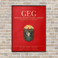 Thumbnail for Spokane International Airport GEG vertical canvas print - framed - red background