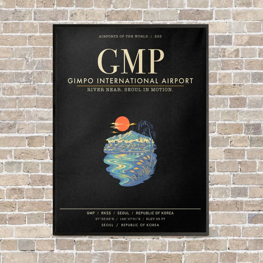 Gimpo International Airport GMP - Canvas Framed - Black