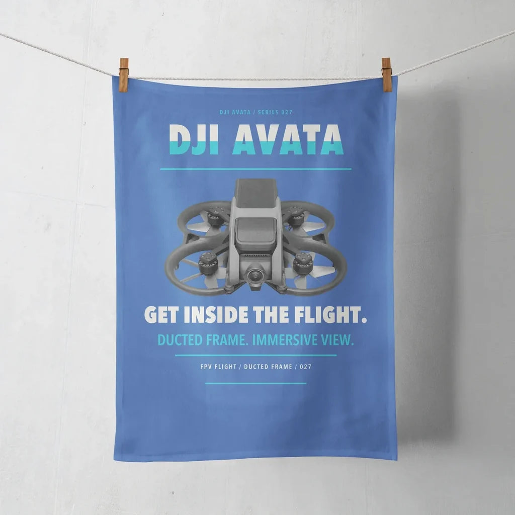 DJI Avata design on blue towel
