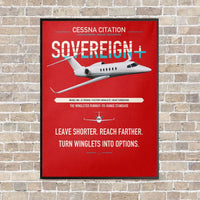 Thumbnail for Cessna Citation Sovereign+ vertical canvas print - framed - red background