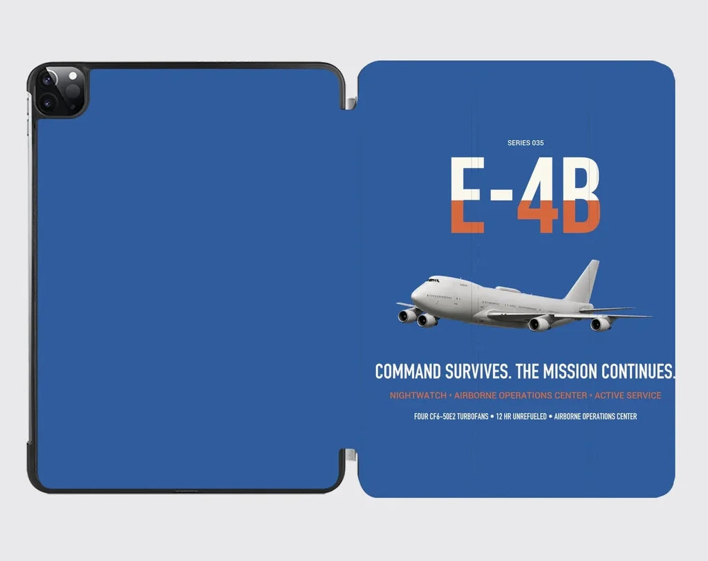 E-4B Nightwatch design on blue ipad tablet case