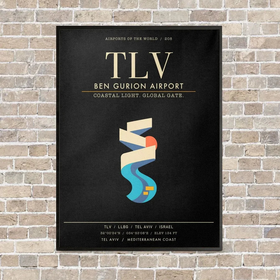 Tel Aviv Ben Gurion Airport TLV - Canvas Framed - Black