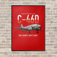 Thumbnail for C-46D Commando vertical canvas print - framed - red background
