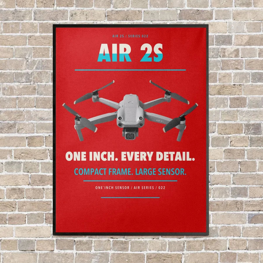 DJI Air 2S vertical canvas print - framed - red background