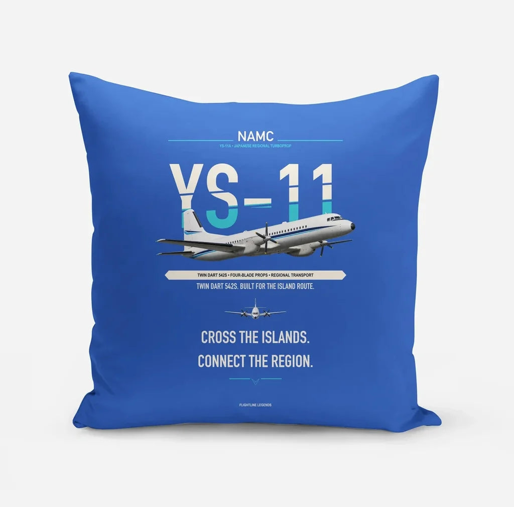 NAMC YS-11A design on blue pillow