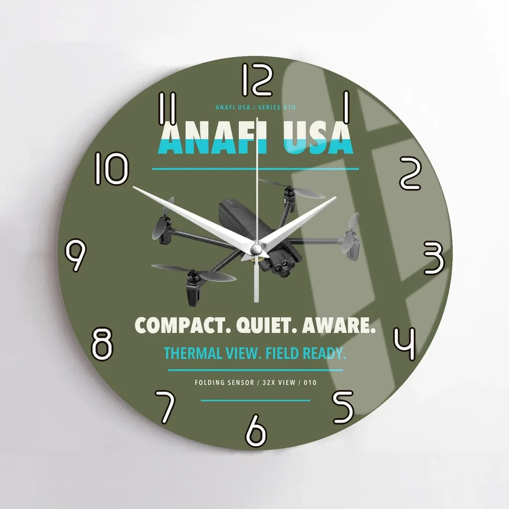 Parrot ANAFI USA design on green army no frame wall clock