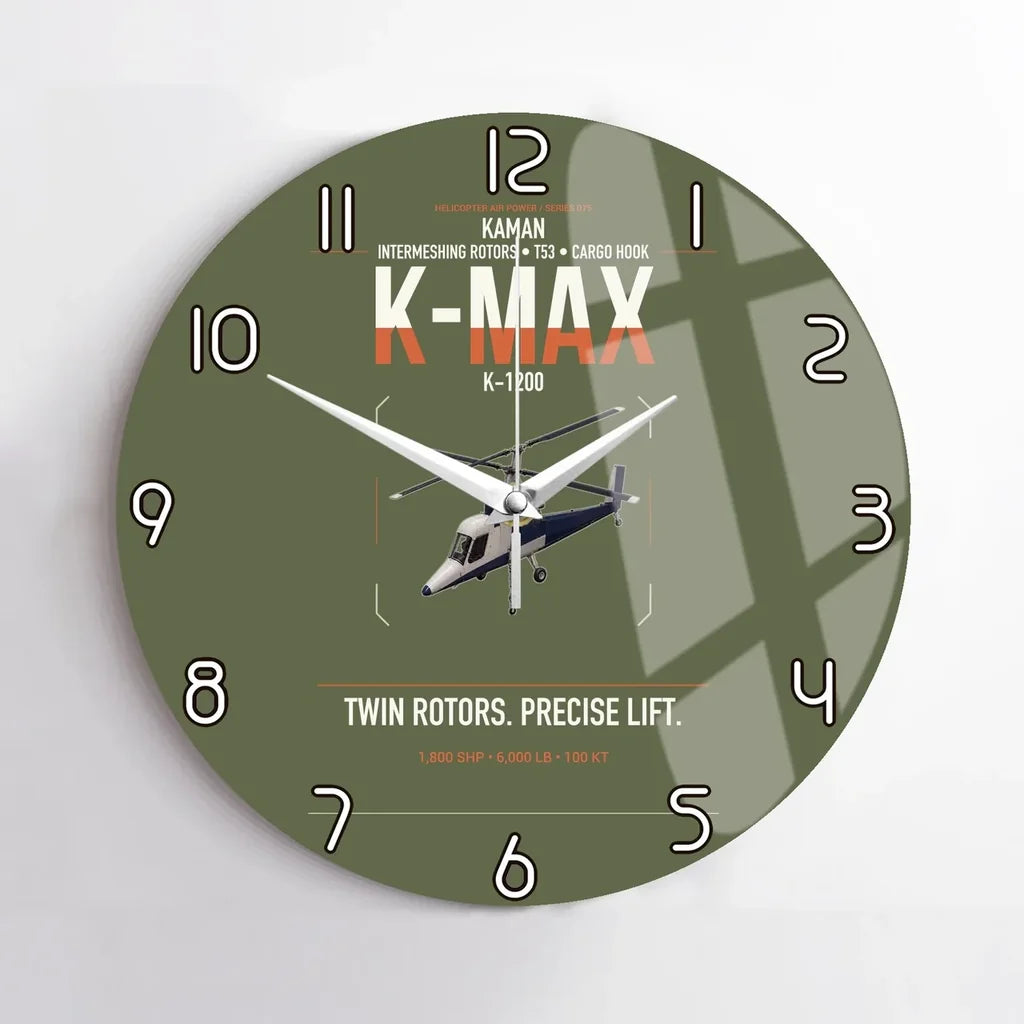 Kaman K-1200 K-MAX design on green army no frame wall clock