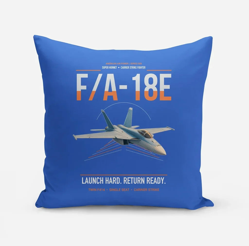 F-A-18E Super Hornet design on blue pillow